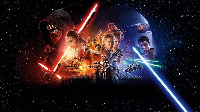Han Solo, Rey, Millennium Falcon, Princesa Leia, sabre de luz, Star Wars e BB 8 Ultra, Falcon Star Wars papel de parede HD