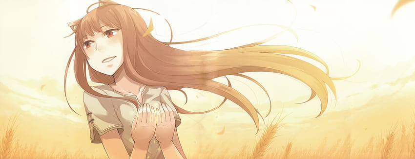 Spice and Wolf, wolf girl, wheat, fall, holo, horo, wolfgirl, wolf papel de parede HD