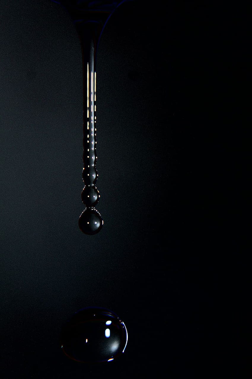 : water droplets, wet, liquid, raindrops, fluid, flow, black background, Black and White Liquid Art HD phone wallpaper