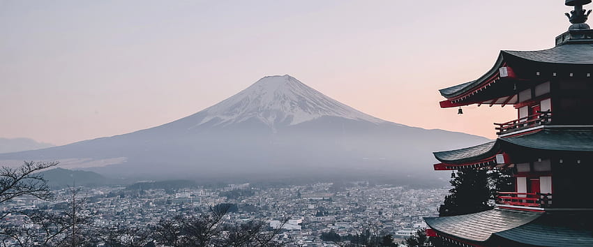 Mount Fuji City Japan Landscape Scenery , Ultrawide HD wallpaper
