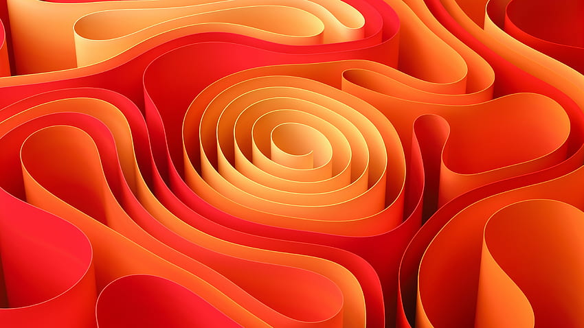 Orange Yellow Ribbon Shapes Abstraction Abstract HD wallpaper