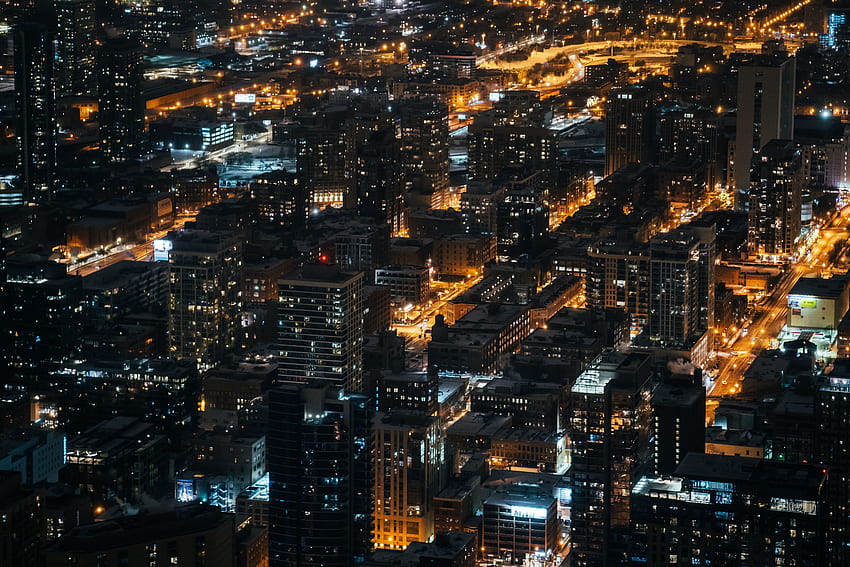 Cities, Building, View From Above, Night City, City Lights, Overview, Review HD wallpaper