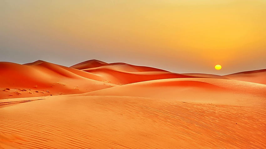 Desert Sunrise、dry、sand、hot、desert、orange、Firefox Persona テーマ、sunset、sinrise 高画質の壁紙
