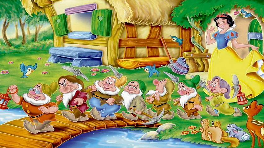 Princess Snow White Seven Dwarfs Go To Work In A Mine HD wallpaper