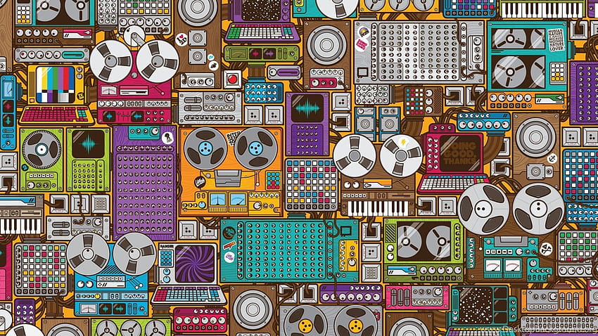 Retro Music Doodle Full Size. Background HD wallpaper