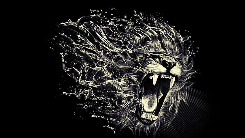 Roaring Lion, Abstract Lion HD wallpaper