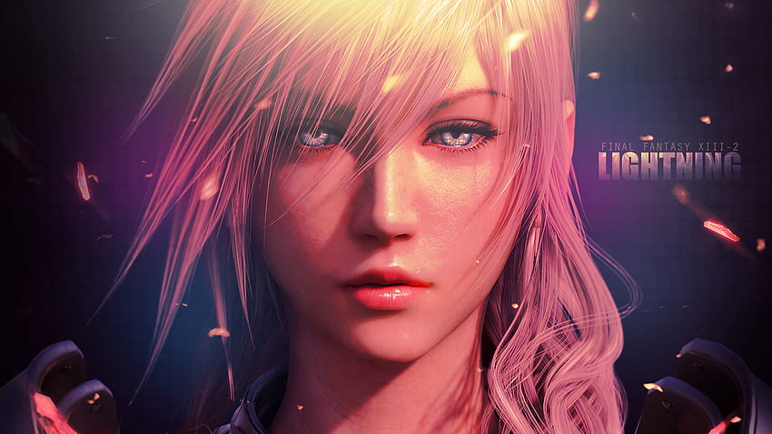 Lightning, final fantasty xiii-2, 2, final fantasy, 13, girl, pink hair, long hair, character, armor, xiii-2, video game, pony tail, face, realistic, female HD wallpaper