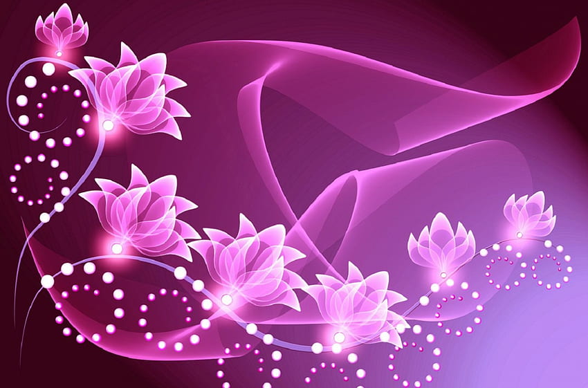 Pink Sinfonie, Artwork, Schatten, Farbe, Licht, Blüten, Perlen HD-Hintergrundbild