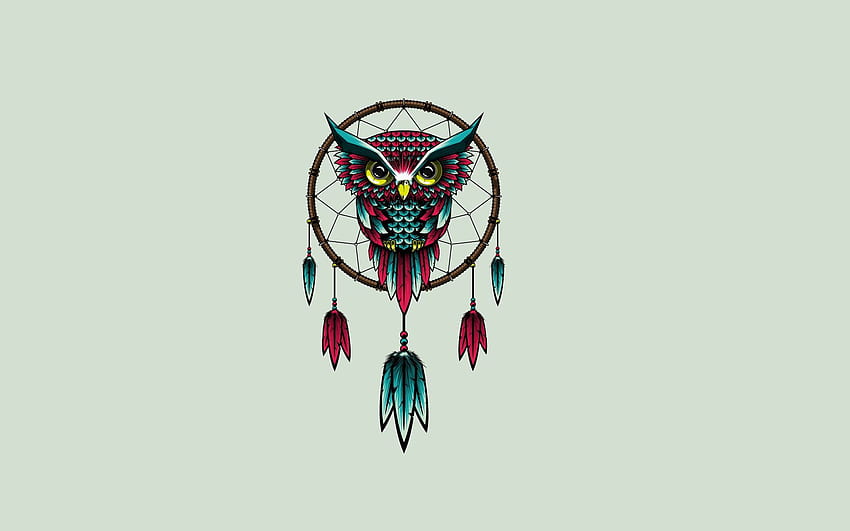 Art, Owl, Vector, Bird, Dream Catcher, Dreamcatcher HD wallpaper
