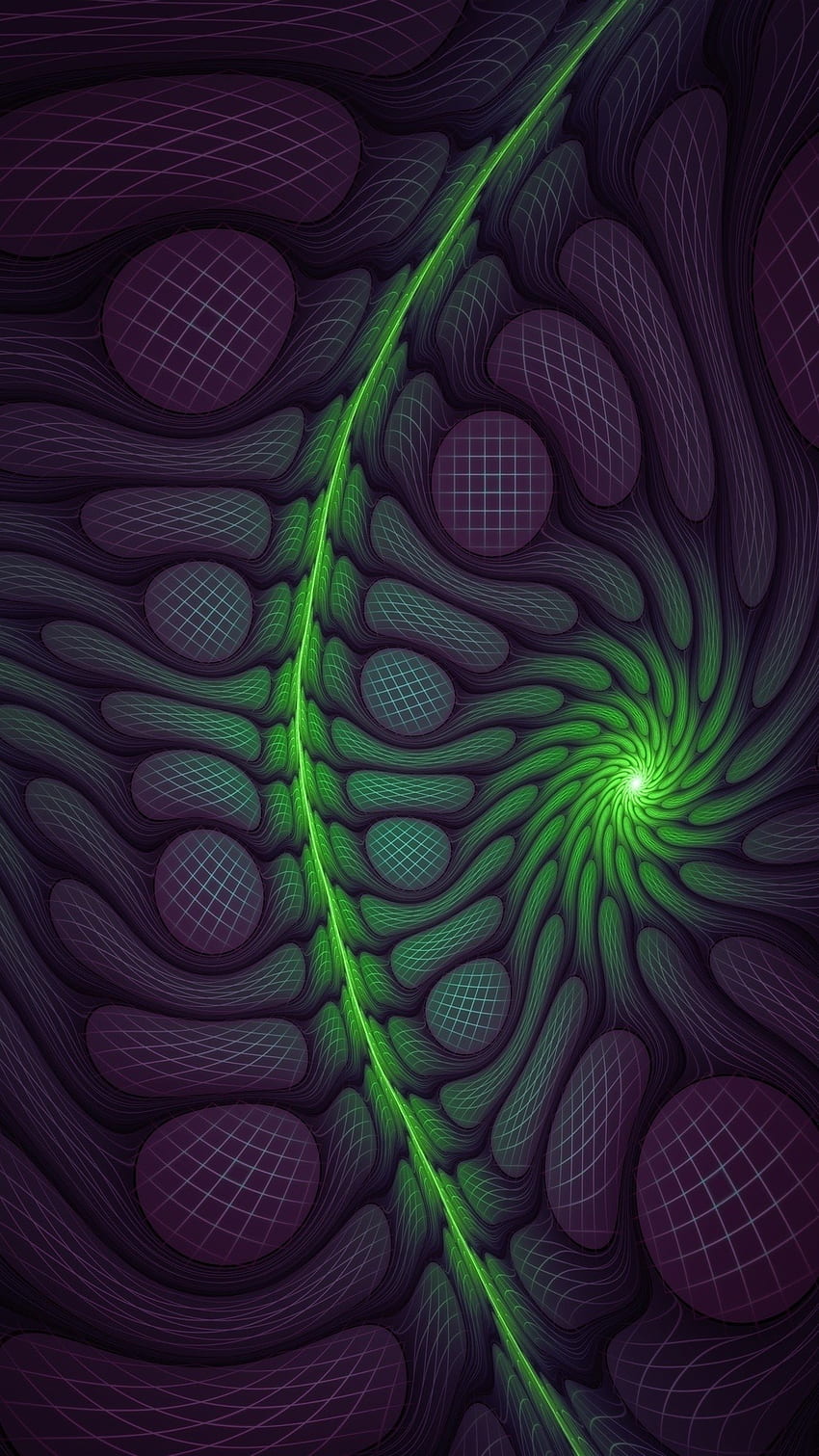 Fractal, dark, green, swirl, pattern HD phone wallpaper