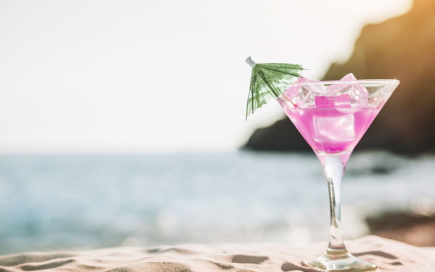 summer pink cocktail, beach, summer drinks, sand, relax concepts for with resolution . High Quality HD wallpaper