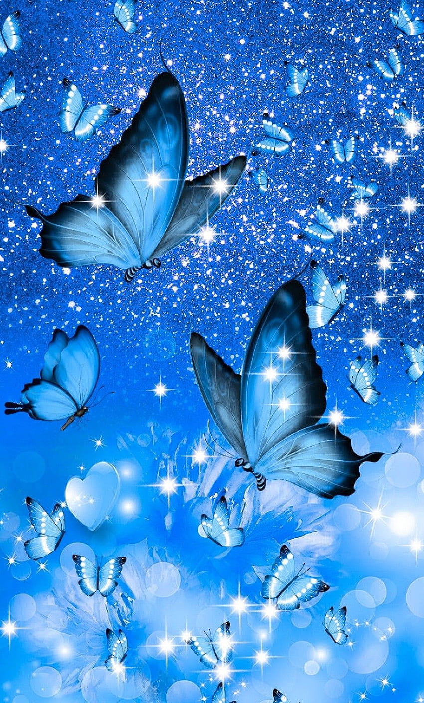 Songbird Sparkle: April Barnha na Mariposas. Niebieski motyl, łapacz snów iphone, sztuka, niebieskie motyle Tapeta na telefon HD