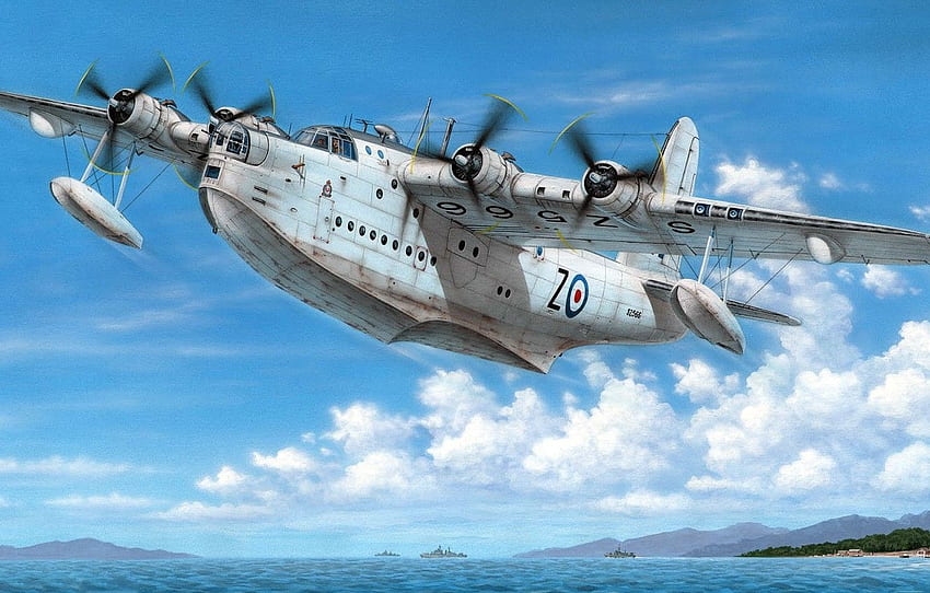 military, British, flying boat, amphibian, Short Sunderland for , section авиация HD wallpaper