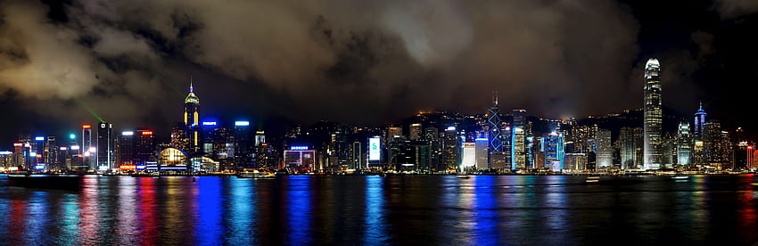 Panoramic of city lights, hong kong, china, 香港, 中国, Hong Kong at Night HD wallpaper