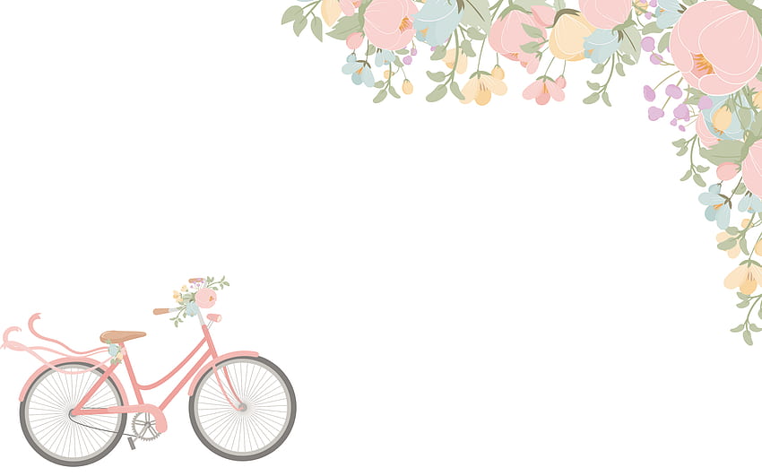 The Birch Cottage の Mac 水彩花とピンクの自転車 - The Birch Cottage、2560x1600 ピンク 高画質の壁紙