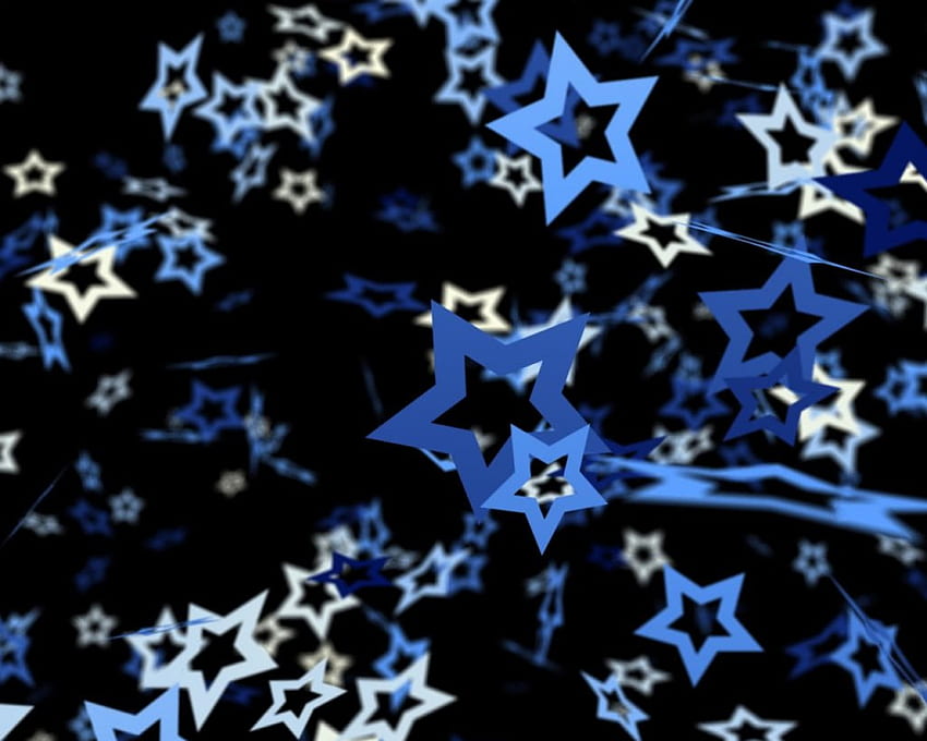 Gwiazdy niebieskie, niebieskie, gwiazdy, na czarno Tapeta HD