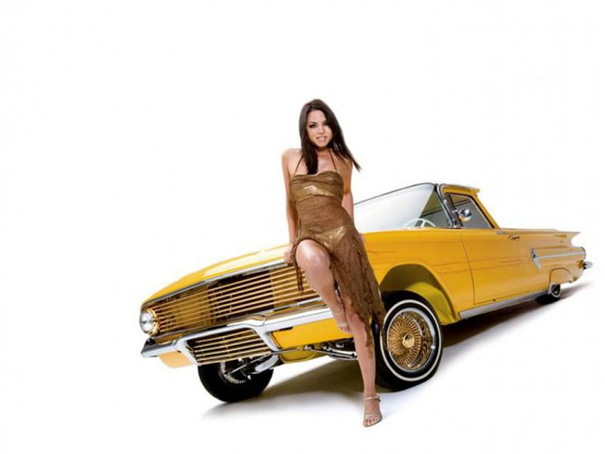 Chevrolet Chevy Sport Coupe and Hot Babe, hot-babe, sport, coupe HD wallpaper