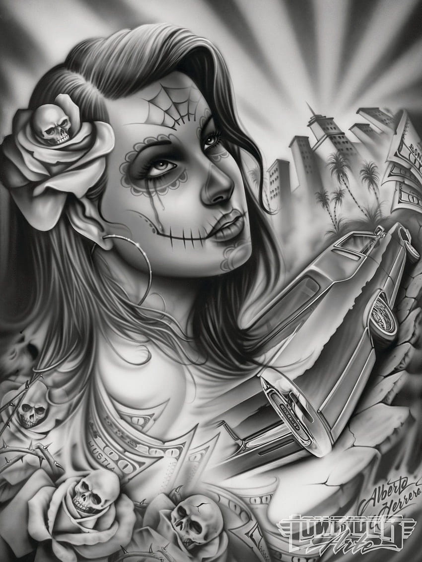 Lady Drawing Chicano For On Ayoqq wallpaper ponsel HD