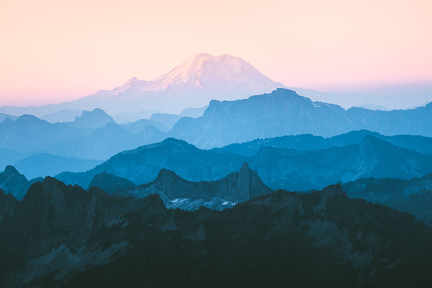 Cascade Range , Mountain range, Foggy, Morning, Layers, Nature HD wallpaper