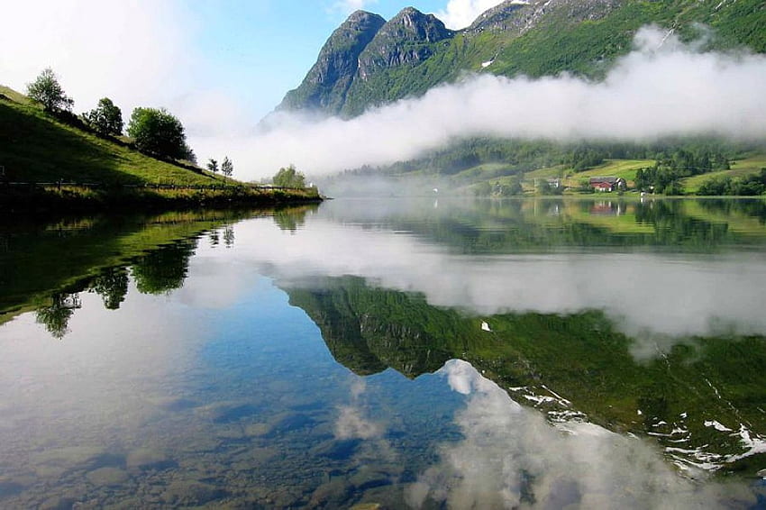 Olden-Norwegia, odbicie, , stary, fajny, Norwegia Tapeta HD