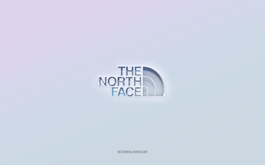 Logo The North Face, texte 3d découpé, fond blanc, logo The North Face 3d, emblème The North Face, The North Face, logo en relief, emblème The North Face 3d Fond d'écran HD