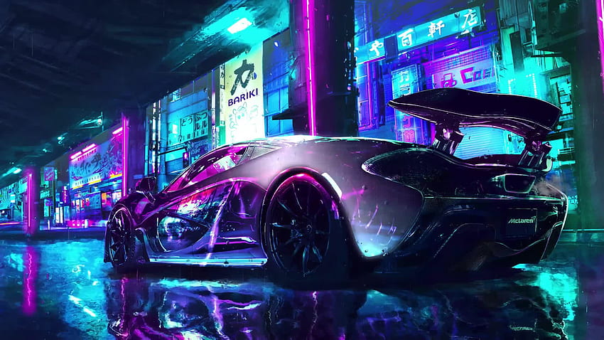 McLaren Cyberpunk Night City Rain Quality - Live, City Car HD wallpaper