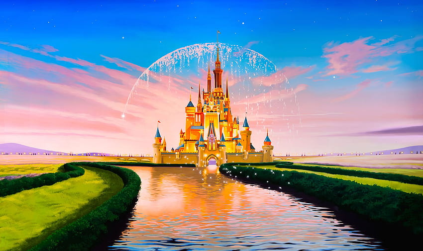 Colección de prediseñadas de del castillo de Disney. Paisaje de Disney World de alta calidad. fondo de pantalla