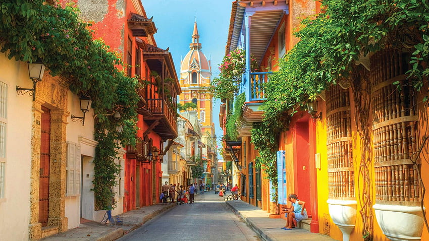 Cartagena Colombia, street, colombia, cartagena, house HD wallpaper