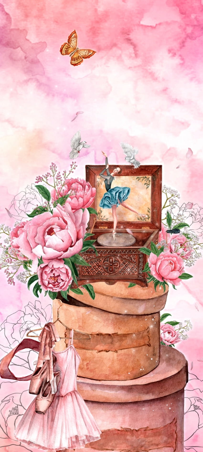 Dance of the dream, hybrid tea rose, art, flowers, pink HD phone wallpaper