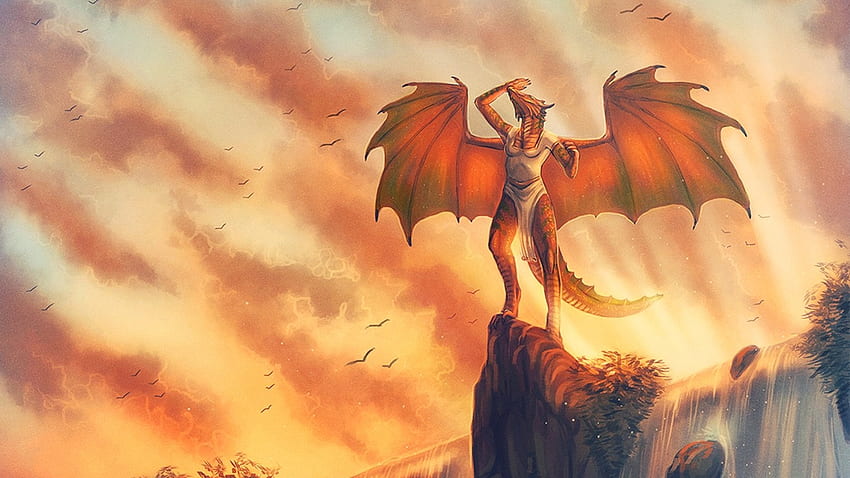 dragon, furry, Anthro, mythology, wing, screenshot, computer , fictional character. Mocah HD wallpaper
