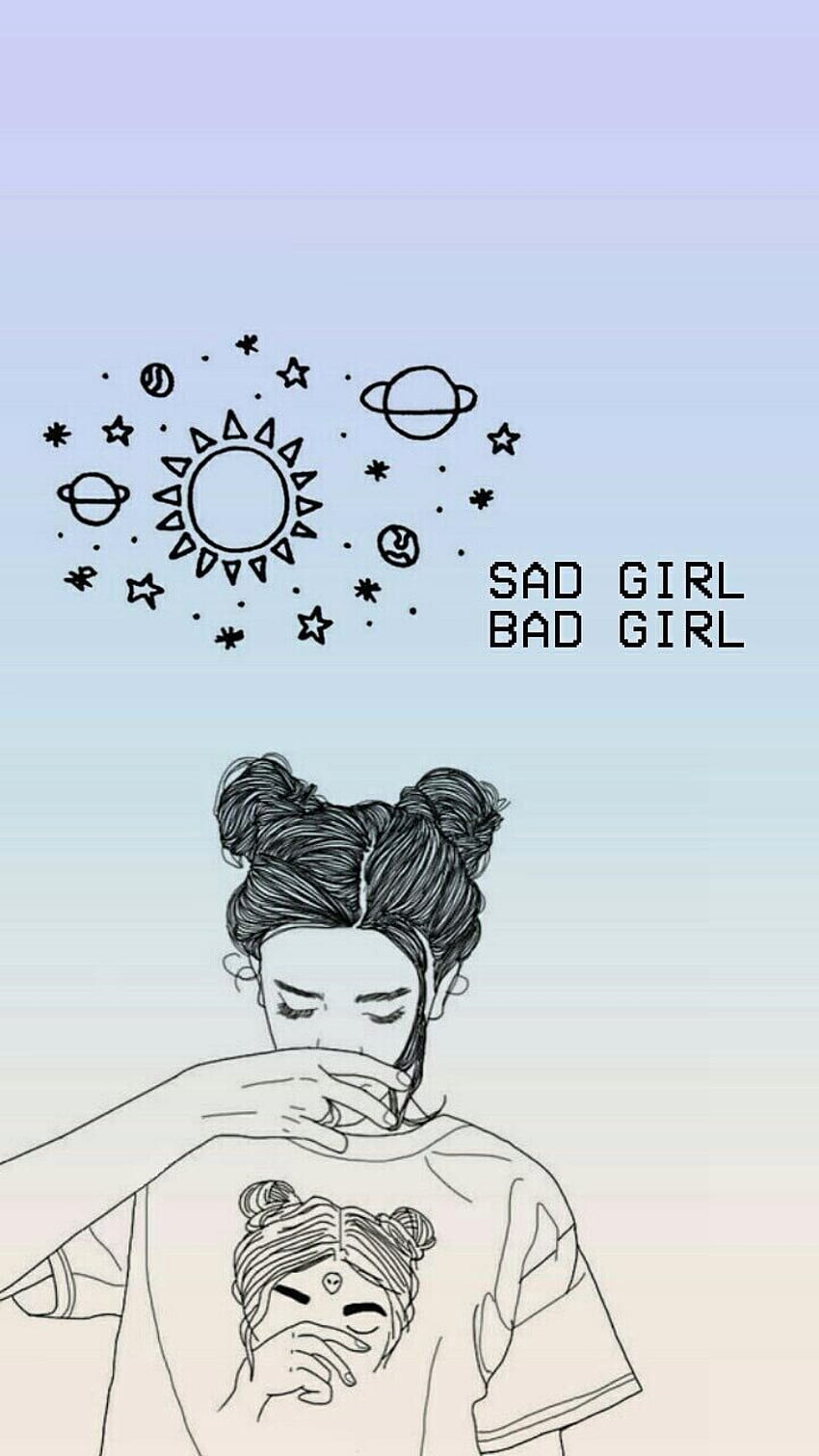 Sad Girl Sketch Tumblr Colorful 2017 Sad Girl Bad Girl, croquis esthétiques Fond d'écran de téléphone HD