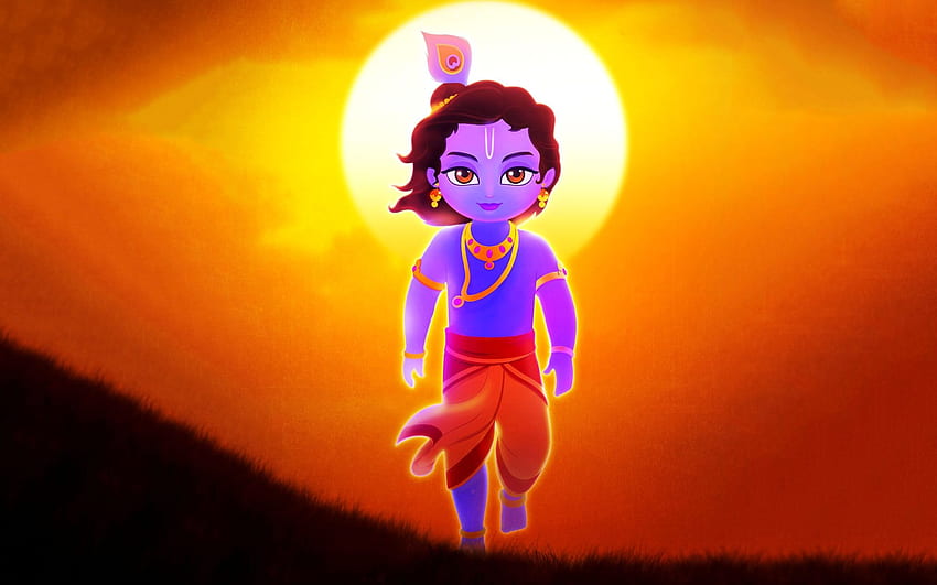 Lord Krishna Illustration HD wallpaper