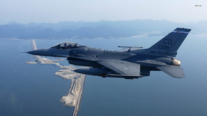General Dynamics F-16 Fighting Falcon, Falcon, General, Dynamics, F-16, Военен, Боен, Самолет HD тапет