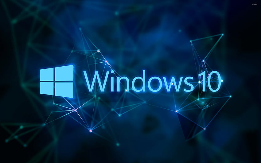 Logo teks Windows 10 pada jaringan biru jpg Wallpaper HD
