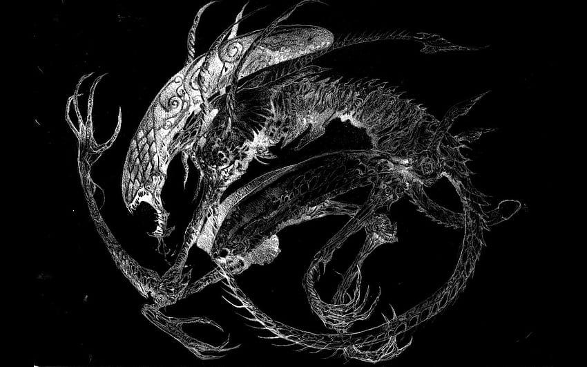 film Xenomorph fiksi ilmiah Alien fan art latar belakang hitam H_R_ Giger Wallpaper HD