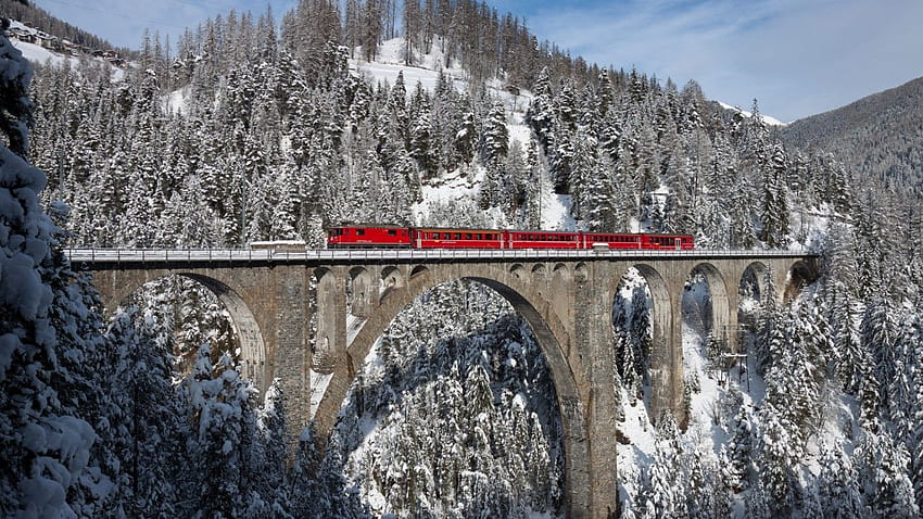 Train locomotive rails snow mountain . . 495876. UP HD wallpaper