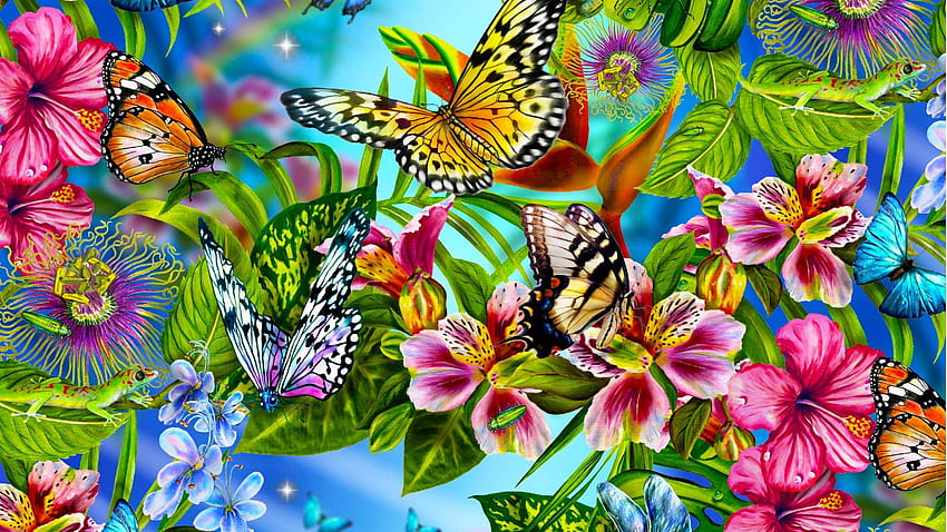 Butterfly (40), Pastel Flowers Butterflies HD wallpaper