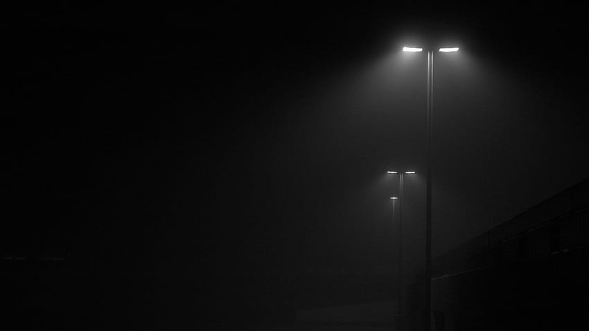 夜の街路灯 • R。 暗い背景、黒、暗い 高画質の壁紙