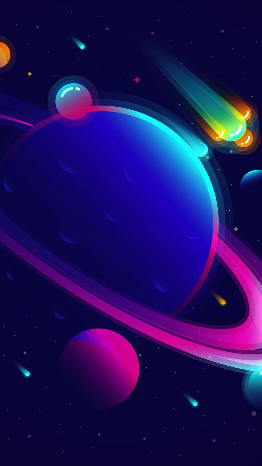 Saturn Planet Illustration minimalistisch im Jahr 2020 HD-Handy-Hintergrundbild