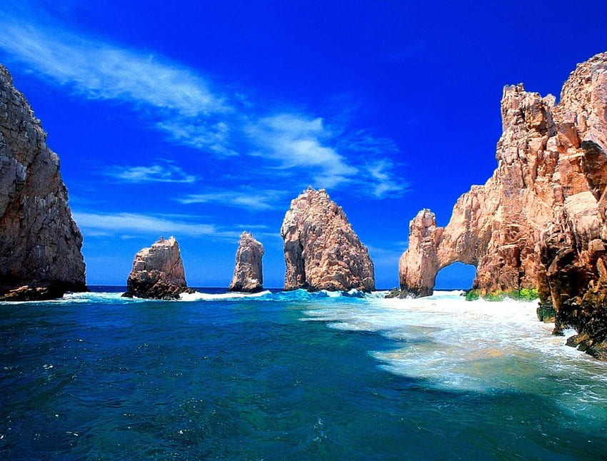 isola hawaiana, isola, blu, cristallo, tropicale, bello, onde, vacanza, riflesso, acqua, oceano, viaggio, mare, tropici, esotico, caraibico, bellissimo, rocce, pietre, riposo, nuvole, hawaiano, natura, cielo, chiaro , bello Sfondo HD