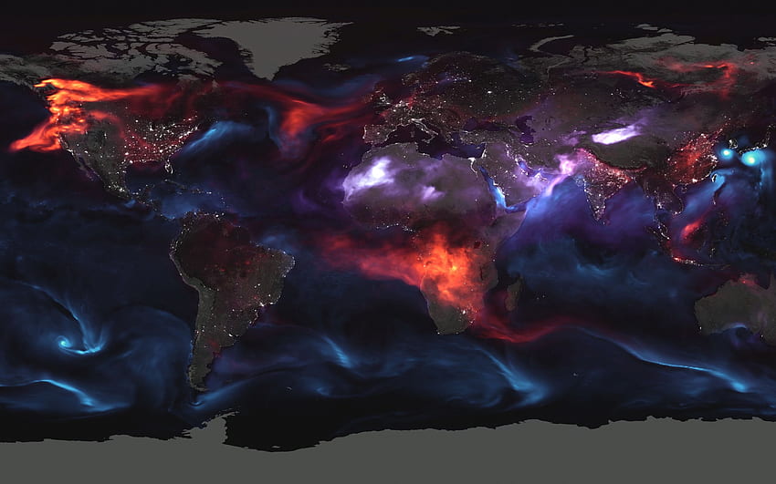 Carte du monde, nuit, Terre, atmosphère, courants d'air, concepts de carte du monde, Terre la nuit, lumières de la ville, carte avec résolution. Haute qualité Fond d'écran HD