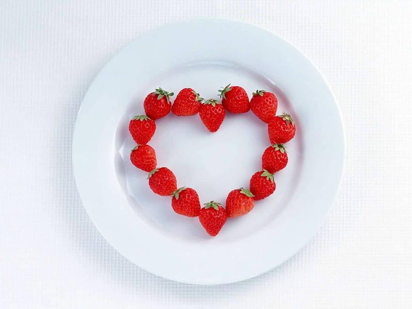 Feiertage, Essen, Erdbeere, Herzen, Liebe, Valentinstag, Beeren HD-Hintergrundbild