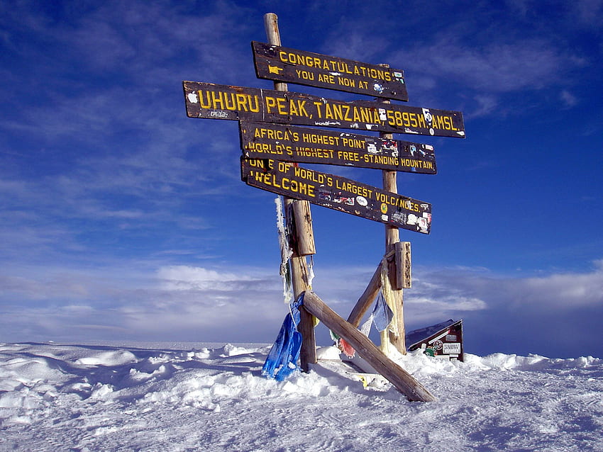 Poste de la cumbre del Kilimanjaro fondo de pantalla