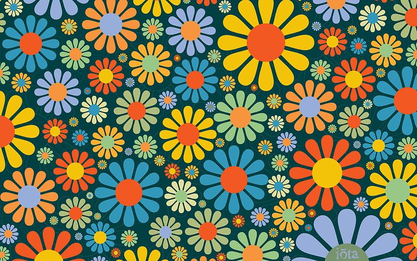 Wzór kwiatowy z lat 70. — pomysły na dekorowanie domu i projektowanie wnętrz, kwiat z lat 60 Tapeta HD
