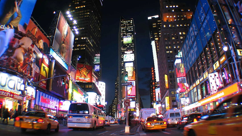 뉴욕시 야간 조명 타임 스퀘어 - 미디어 HD 월페이퍼