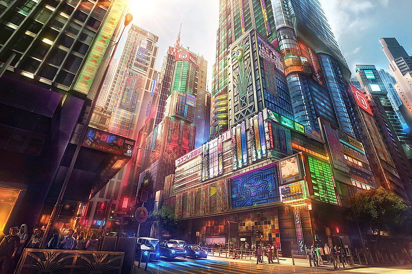 Anime City, Japanese Cartoon City HD wallpaper