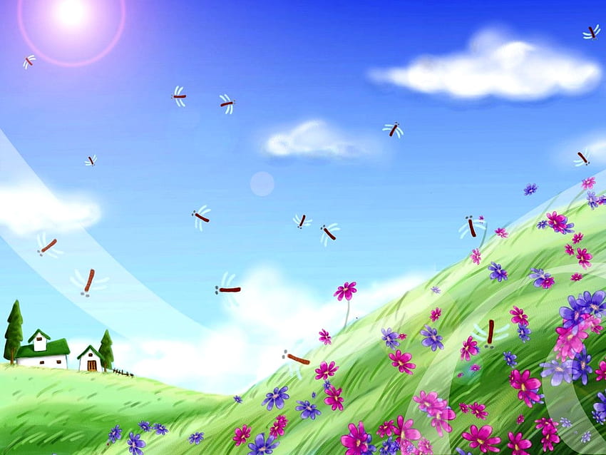 Primavera animada, primavera de dibujos animados fondo de pantalla | Pxfuel