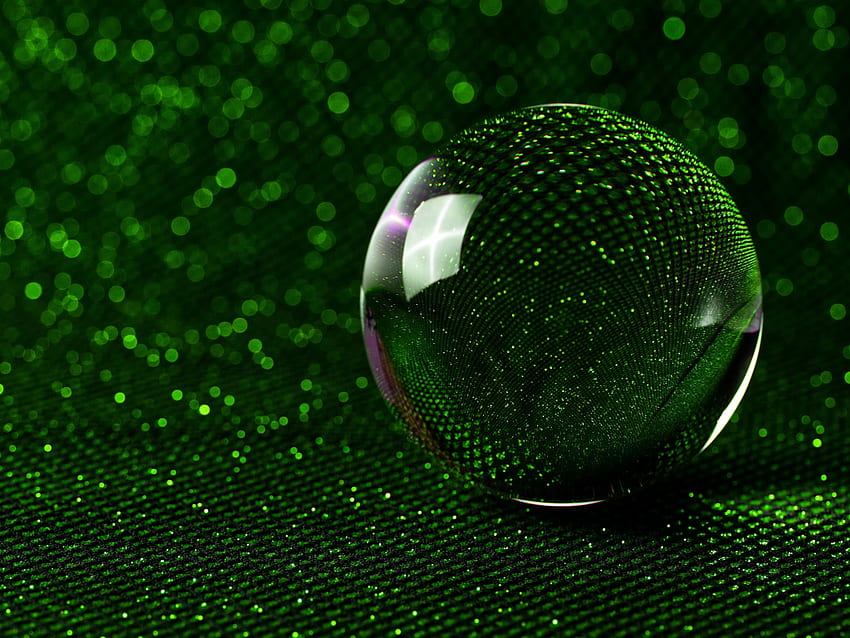sphere, 3D, glass ball, green glitter, , , background, 930dc5 HD wallpaper