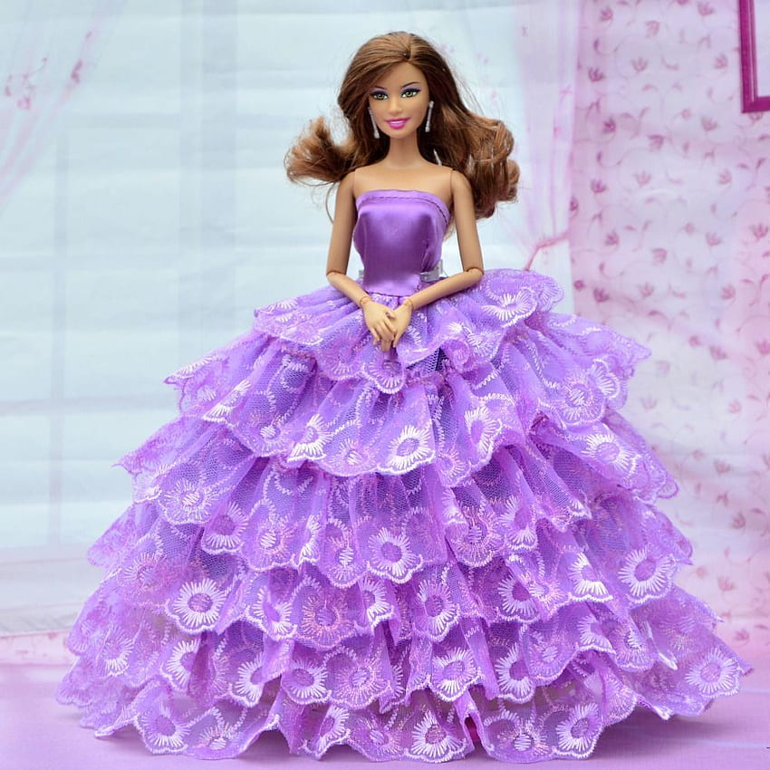 Aanchal traders Beautiful sattern Handmade preety Pink Evening Gown for  Your Doll Suitable 11 inch Doll Indian Barbie Doll Dress  Amazonin Toys   Games