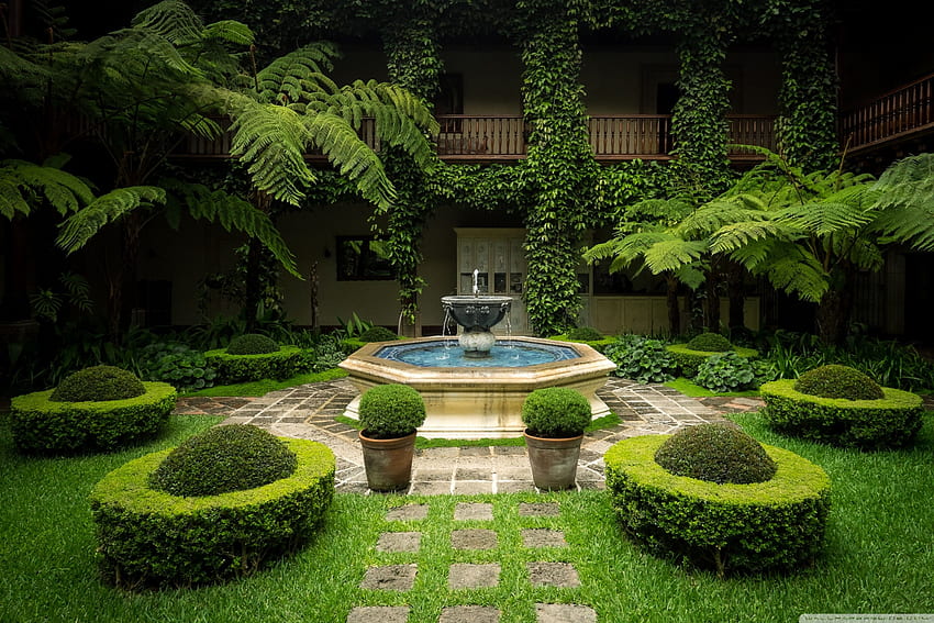 Courtyard and Fountain ❤ for Ultra TV, 2736X1824 HD wallpaper